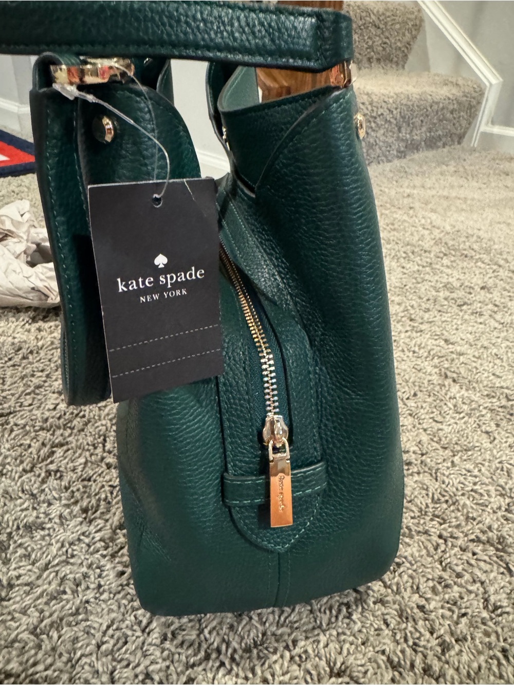 NWT Kate Spade Deep Jade Leila Leather Shoulder Bag purse - Picture 8 of 10